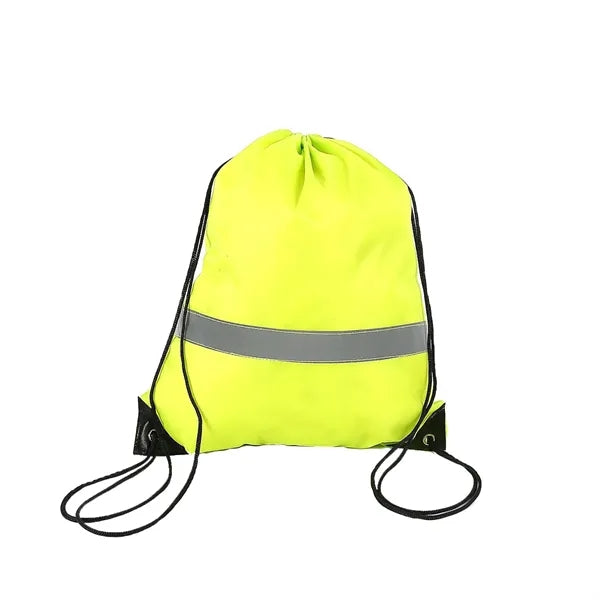 Polyester Drawstring Backpack with Reflective Stripe
