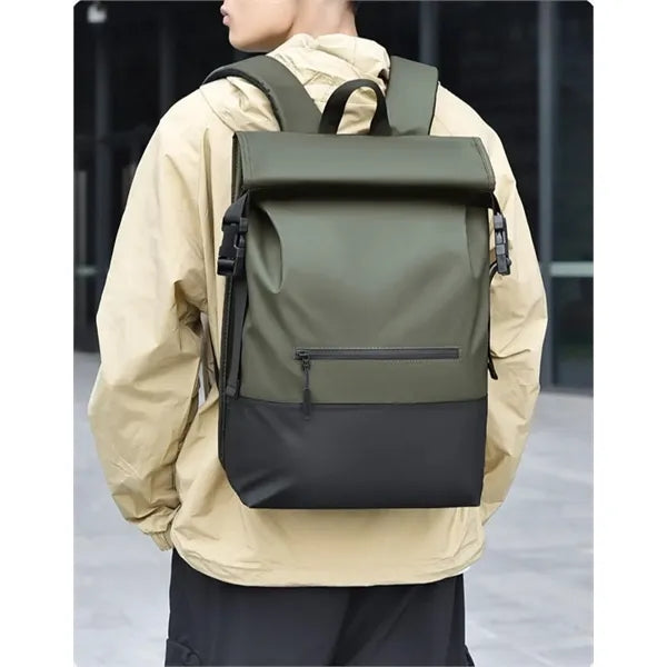Stylish School Daypack Rolltop Waterproof Backpack