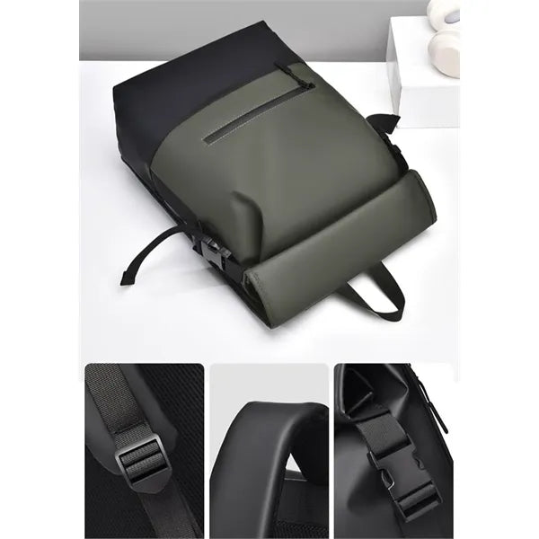 Stylish School Daypack Rolltop Waterproof Backpack