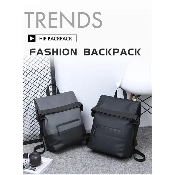 Stylish School Daypack Rolltop Waterproof Backpack
