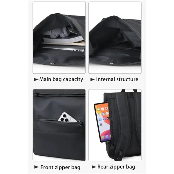 Stylish School Daypack Rolltop Waterproof Backpack