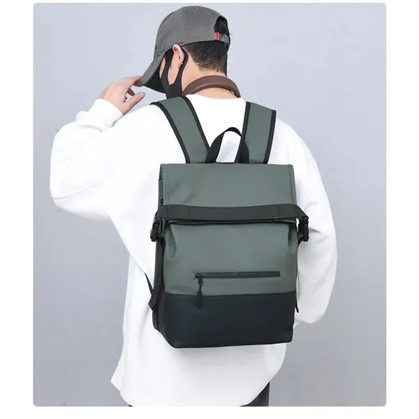 Stylish School Daypack Rolltop Waterproof Backpack