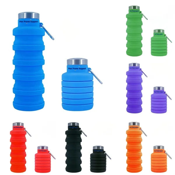 17 Oz. Collapsible Silicon Water Bottle
