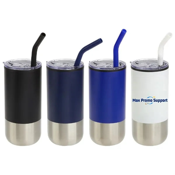 16 oz Stainless Steel Tumbler with Straw