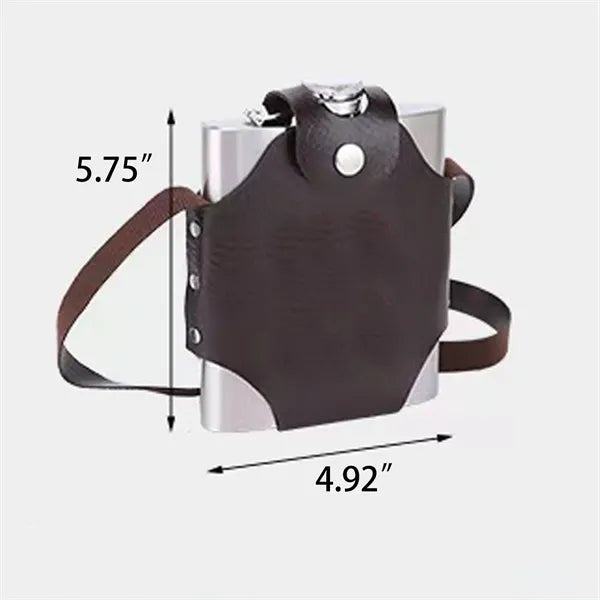 Stainless Steel Hip Flask with Leather Sleeve