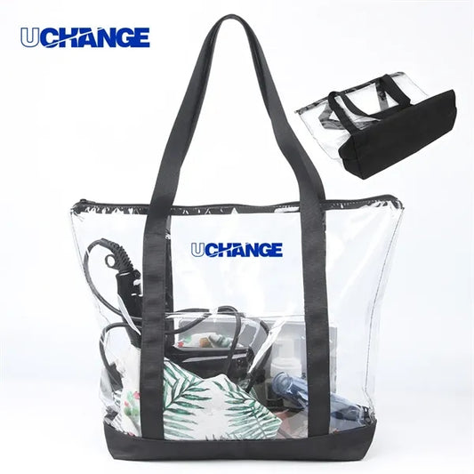 Clear Stadium Tote With Zipper And Shoulder Straps