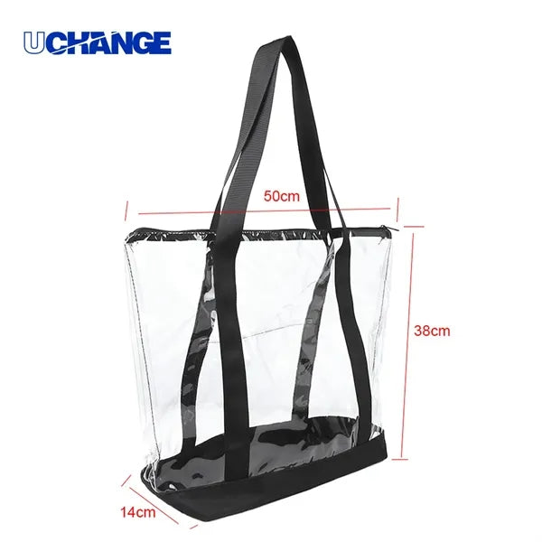 Clear Stadium Tote With Zipper And Shoulder Straps