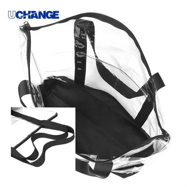 Clear Stadium Tote With Zipper And Shoulder Straps