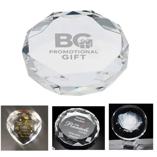 Octagon Face Crystal Paperweight Award