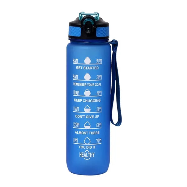 32oz Motivational Water Bottle with Times to Drink and Straw