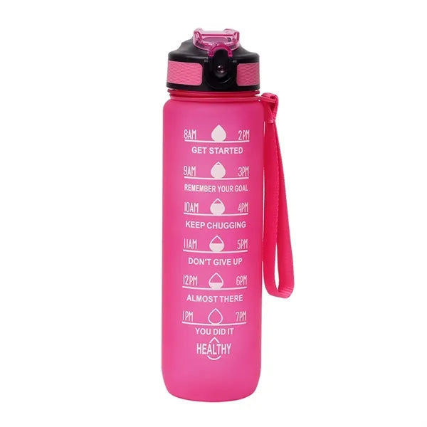 32oz Motivational Water Bottle with Times to Drink and Straw