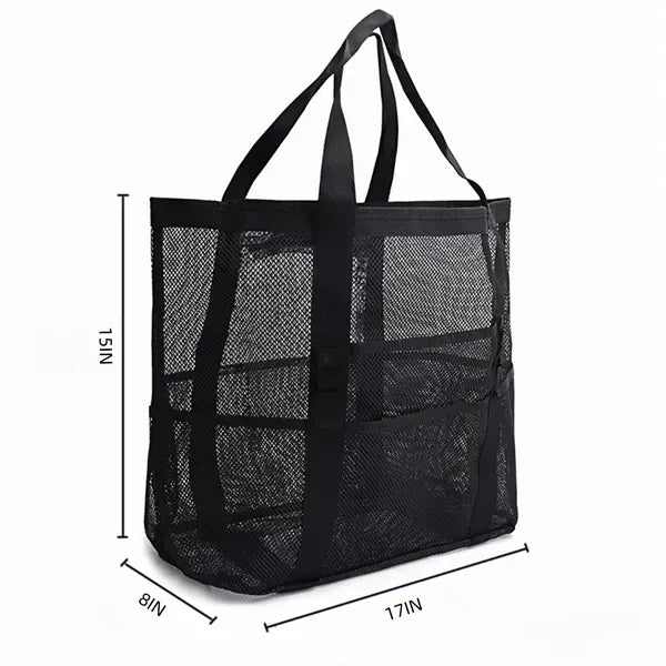 Multi-Pocket Mesh Beach Bag