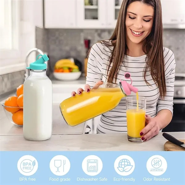 Silicone Milk Bottle Dispenser Caps(4 Pack,jug not included)
