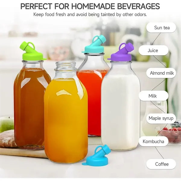 Silicone Milk Bottle Dispenser Caps(4 Pack,jug not included)