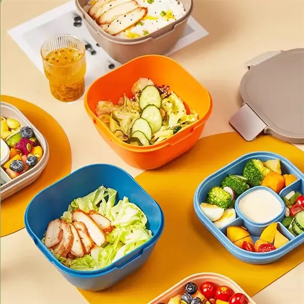 Silicone Salad Bowl Lunch Box with Fork