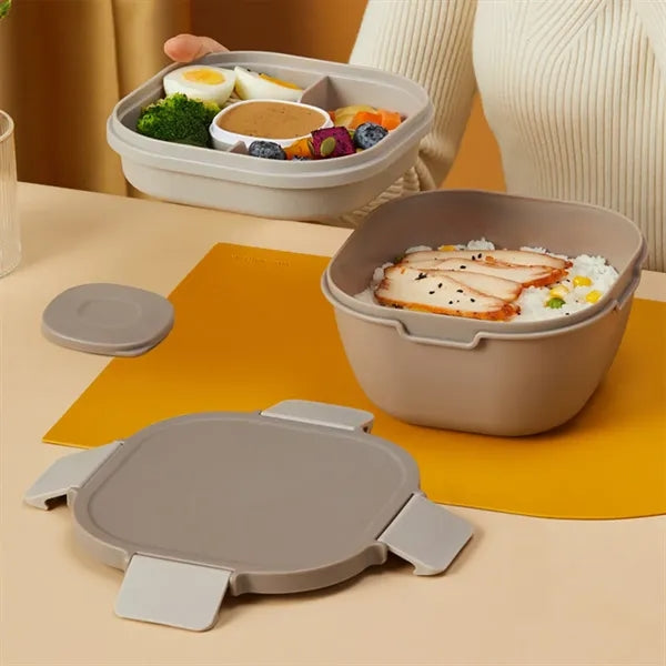 Silicone Salad Bowl Lunch Box with Fork