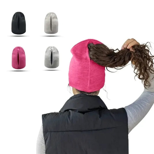 Magnetic Knit Ponytail Beanie Hat