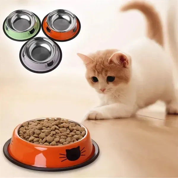 Stainless Steel Pet Dog Bowl with Rubber Base
