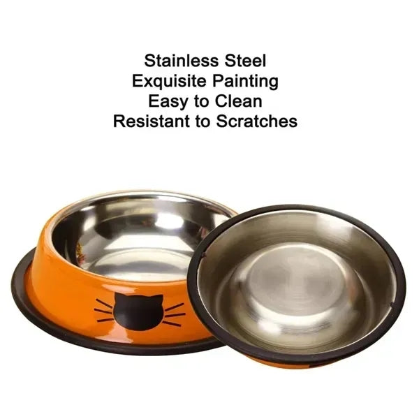 Stainless Steel Pet Dog Bowl with Rubber Base