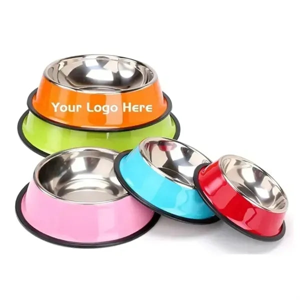 Stainless Steel Pet Dog Bowl with Rubber Base