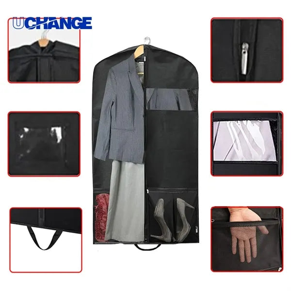 Water Resistant Hanging Garment Bag With Shoe Pockets