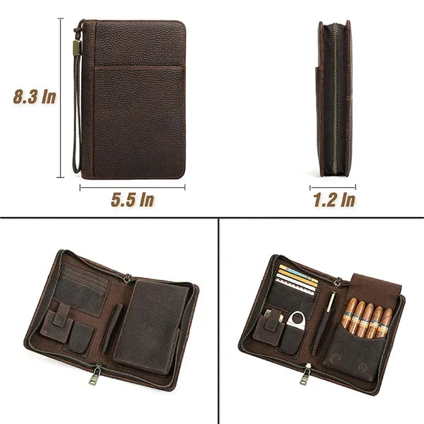 Portable Leather Cigar Storage Case