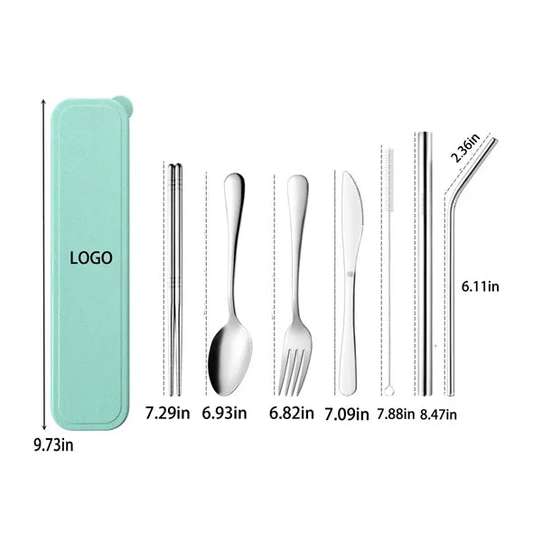 Portable 7 pcs Stainless Steel Cutlery Set