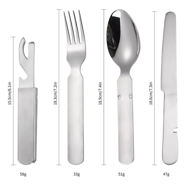 Camping Stainless Steel Foldable Cutlery Set