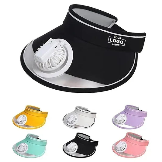 2-in-1 Wide Brim Summer Sun Visor Hat with Rechargeable Fan