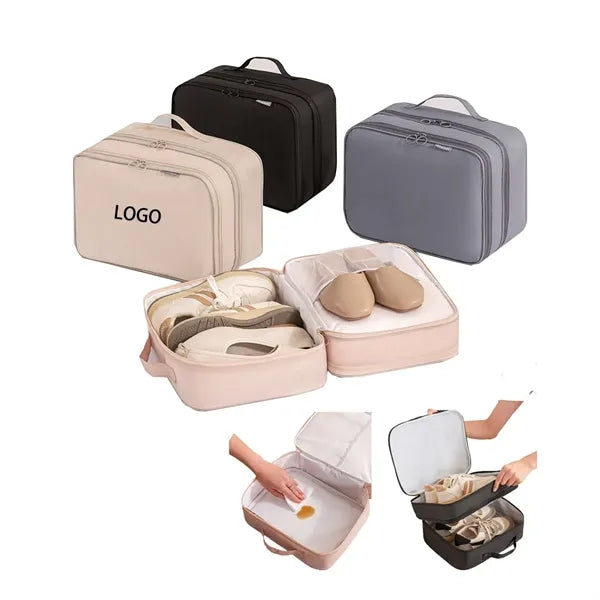 Portable three-layer shoe storage bag