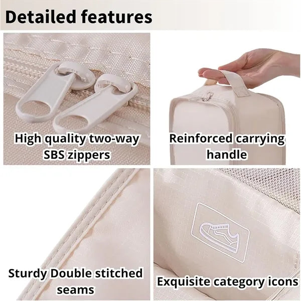 Portable three-layer shoe storage bag