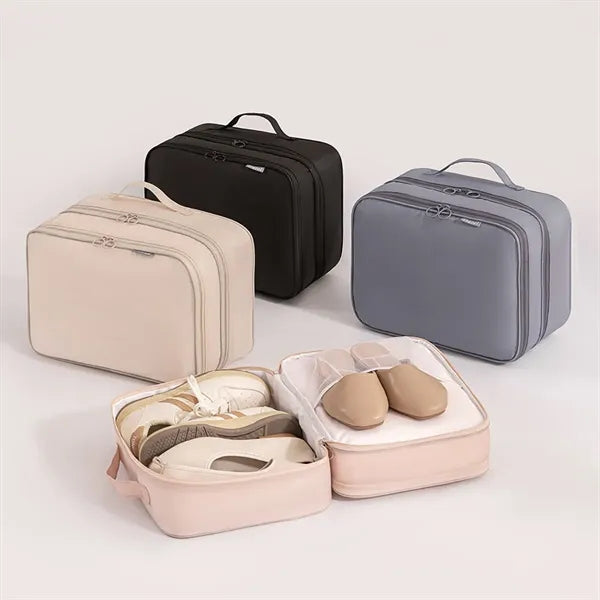 Portable three-layer shoe storage bag