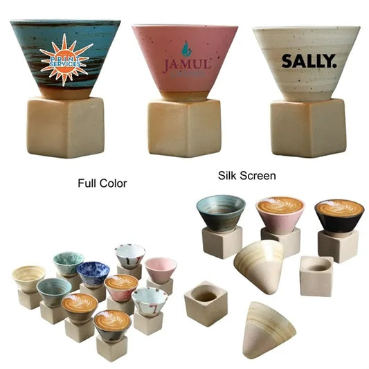 3.5oz & 6.8oz Conical Ceramic Cup Japanese Rustic Mug