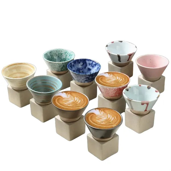 3.5oz & 6.8oz Conical Ceramic Cup Japanese Rustic Mug