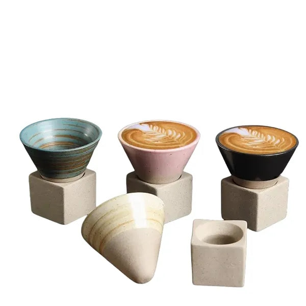 3.5oz & 6.8oz Conical Ceramic Cup Japanese Rustic Mug