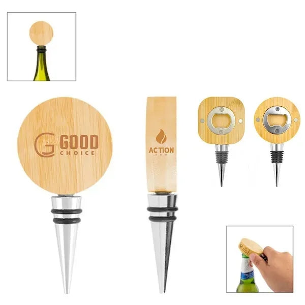 Bamboo Wine Stopper With Bottle Opener