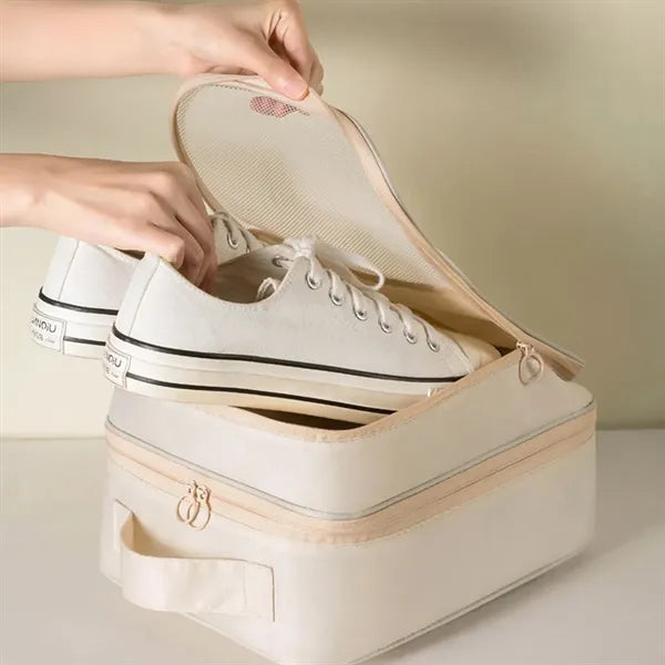 Waterproof Travel Storage Three-Layer Shoe Bag with Handle