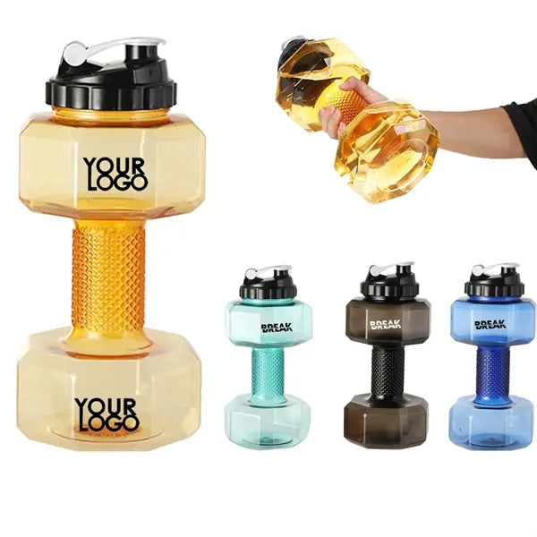 64oz Dumbbell Shaped Gym Water Bottle, Large Fitness Bottle.