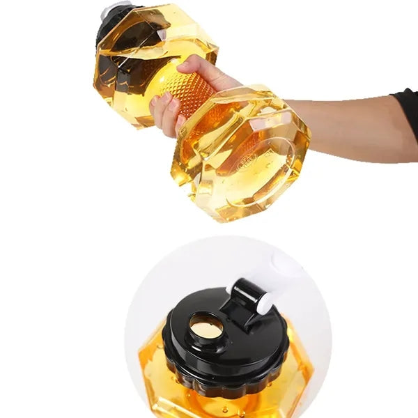 64oz Dumbbell Shaped Gym Water Bottle, Large Fitness Bottle.