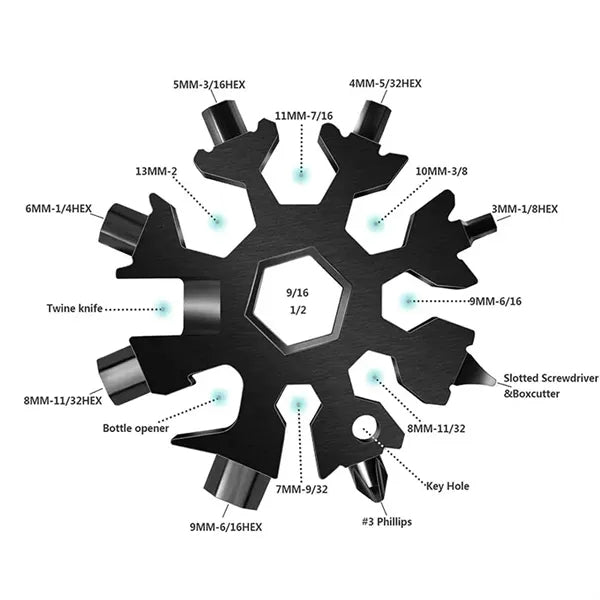 18 in 1 Stainless Snowflake Multi Tool