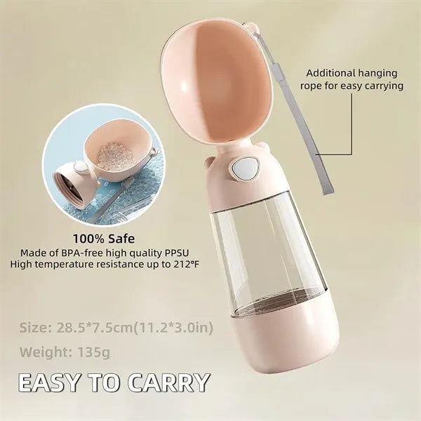 Portable Dog Water Bottle With Food Container