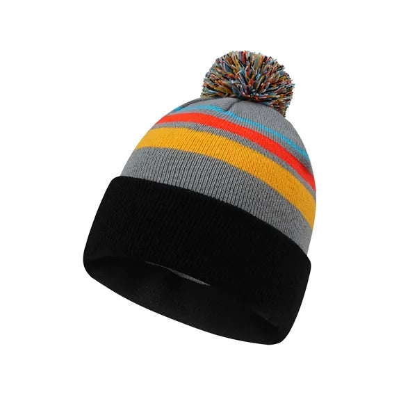 Vibrant Striped Knit Beanie
