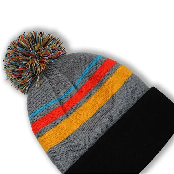 Vibrant Striped Knit Beanie