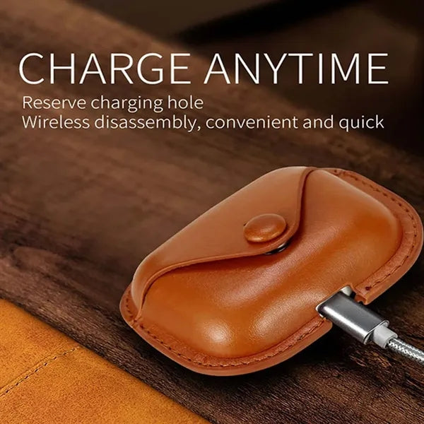 Premium Slim Business Casual Travel Leather Earphone Case