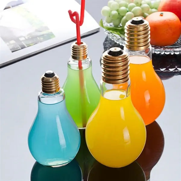400ml Screw Lid Light Bulb Shape Juice Bottle Glass Jar