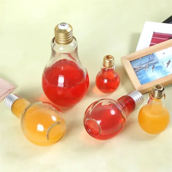 400ml Screw Lid Light Bulb Shape Juice Bottle Glass Jar