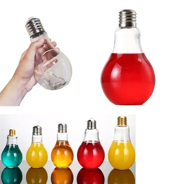 400ml Screw Lid Light Bulb Shape Juice Bottle Glass Jar