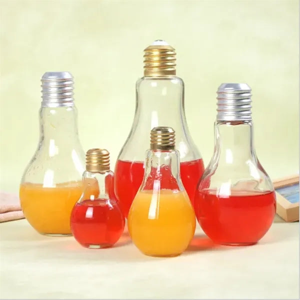 400ml Screw Lid Light Bulb Shape Juice Bottle Glass Jar