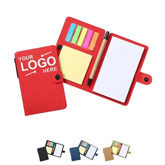 Snap Button Sticky Note Pad With Pen