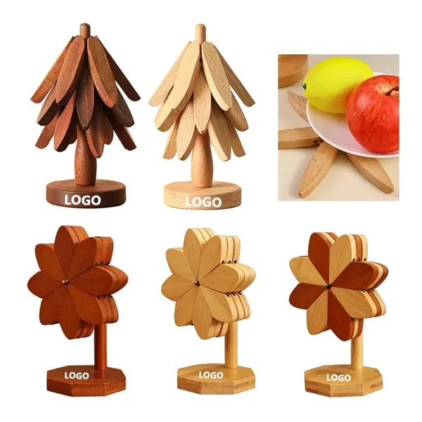 Wooden Tree Shape Coaster Set